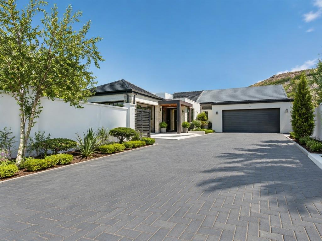 Newly paved driveway of a modern home